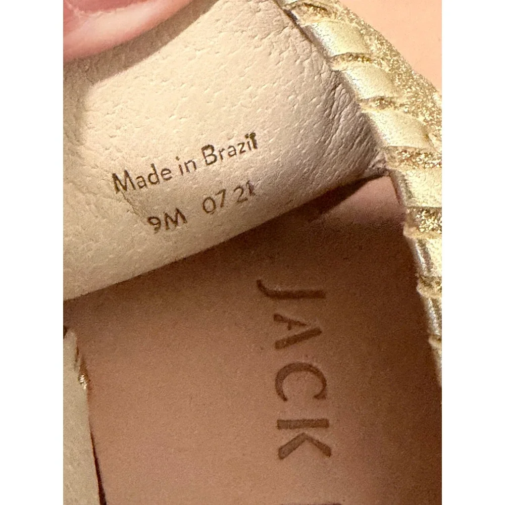 Jack Rogers Jacks Flat Sandal Gold Glitter Leather Thong Sandals Womens 9M